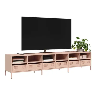 vidaXL TV skříňka růžová 202 x 39 x 43,5 cm ocel válcovaná za studena