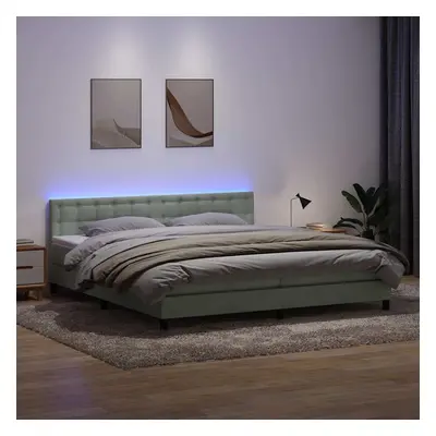 vidaXL Box spring postel s matrací světle šedá 200x210 cm samet