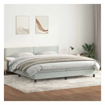 vidaXL Box spring postel s matrací světle šedá 180x220 cm samet