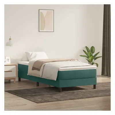 vidaXL Box spring postel s matrací tmavě zelená 100x220 cm samet