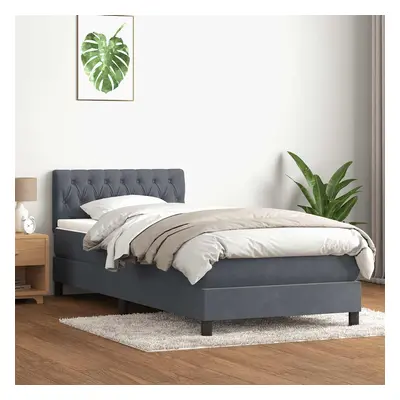 vidaXL Box spring postel s matrací tmavě šedá 80x210 cm samet