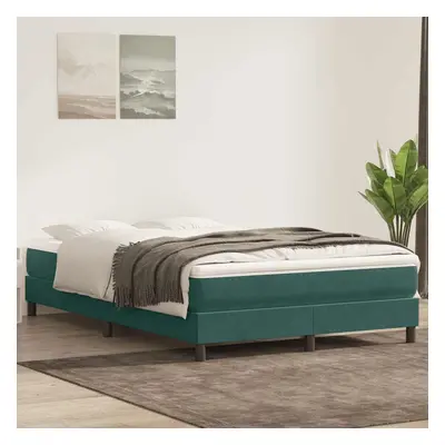 vidaXL Postel Box Spring bez matrace tmavě zelená 160x220 cm samet