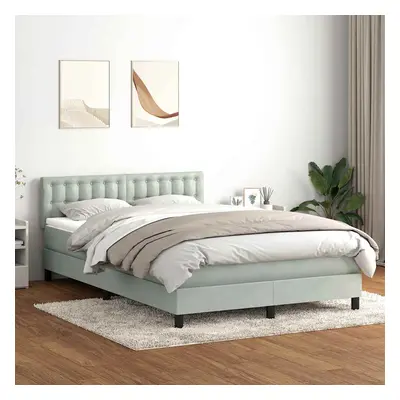 vidaXL Box spring postel s matrací světle šedá 140x210 cm samet