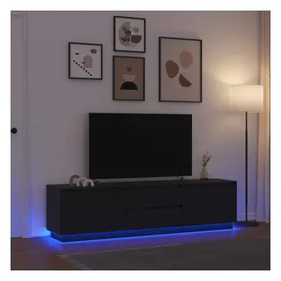 vidaXL TV skříňka s LED osvětlením černý dub 193,5x41x50 cm