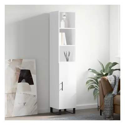 vidaXL Skříň highboard bílá s vysokým leskem 34,5x34x180 cm kompozit