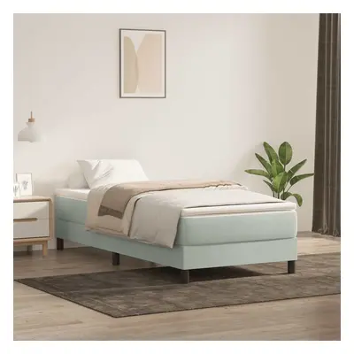 vidaXL Box spring postel s matrací světle šedá 100x210 cm samet