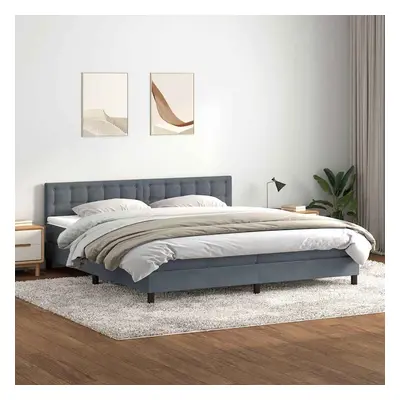 vidaXL Box spring postel s matrací tmavě šedá 200x220 cm samet