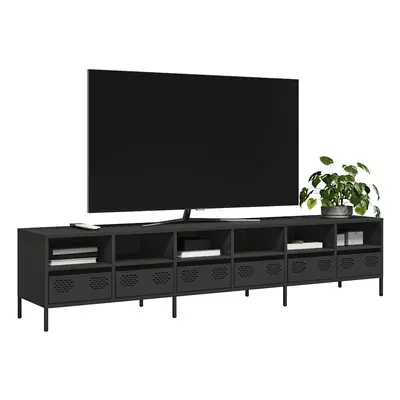 vidaXL TV skříňka černá 202x39x43,5 cm ocel válcovaná za studena