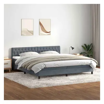 vidaXL Box spring postel s matrací tmavě šedá 180x210 cm samet