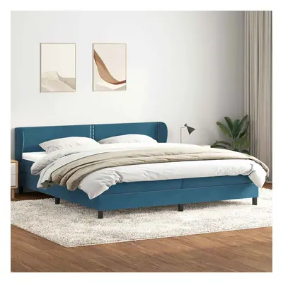 vidaXL Box spring postel s matracemi tmavě modrá 180x210 cm samet