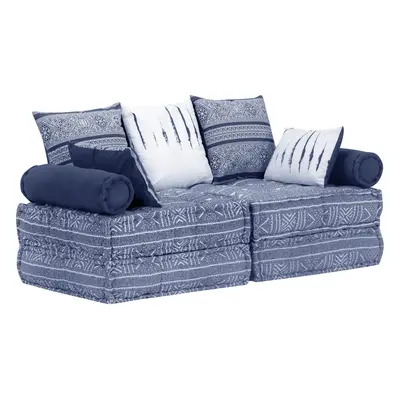 vidaXL 2místný modulární pouf indigo textil