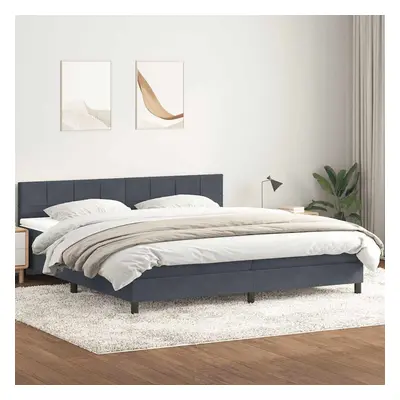 vidaXL Box spring postel s matrací tmavě šedá 180x220 cm samet