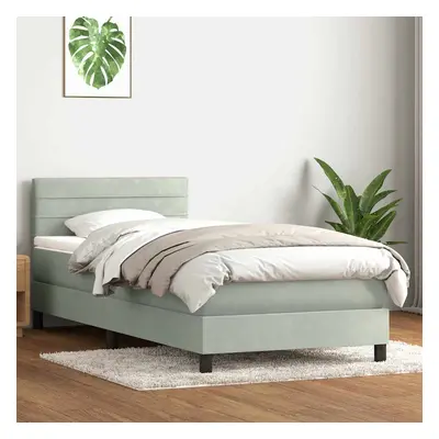 vidaXL Box spring postel s matrací světle šedá 100x220 cm samet