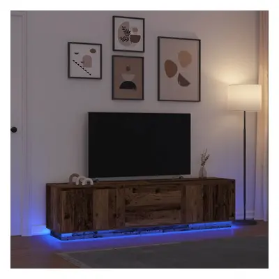 vidaXL TV skříňka s LED osvětlením starého dřeva 193,5x41x50 cm