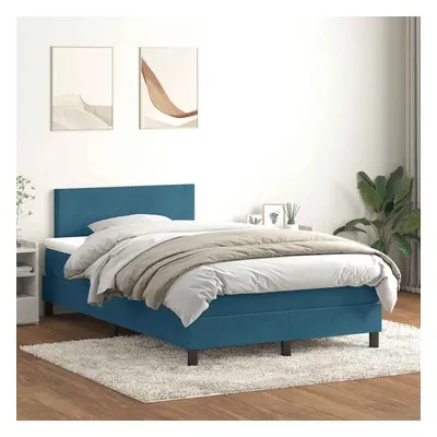 vidaXL Box spring postel s matrací tmavě modrá 120x210 cm samet