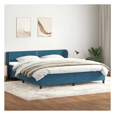 vidaXL Box spring postel s matracemi tmavě modrá 200x210 cm samet