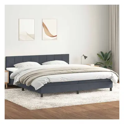 vidaXL Box spring postel s matrací tmavě šedá 180x210 cm samet