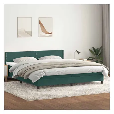 vidaXL Postel Box Spring s matrací tmavě zelená 200x220 cm samet