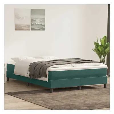 vidaXL Box spring postel s matrací tmavě zelená 140x210 cm samet