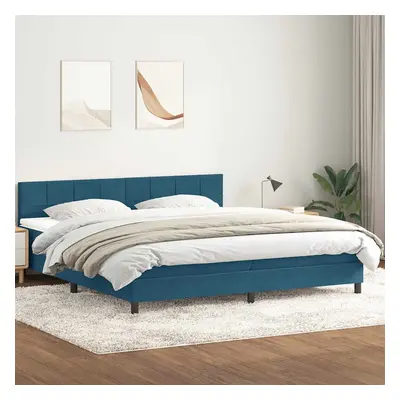 vidaXL Box spring postel s matrací tmavě modrá 200x210 cm samet