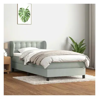 vidaXL Box Spring Postel s matrací Světle šedá 90x220 cm Samet