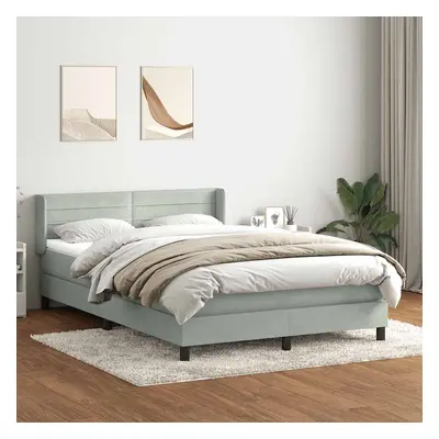 vidaXL Box spring postel s matrací světle šedá 140x220 cm samet