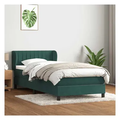 vidaXL Box spring postel s matrací tmavě zelená 100x210 cm samet