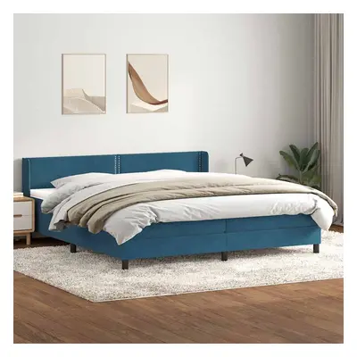 vidaXL Box spring postel s matrací tmavě modrá 180x210 cm samet