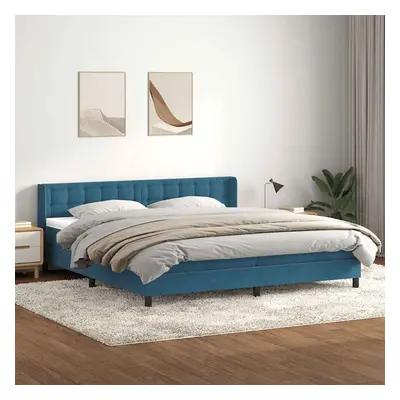 vidaXL Box spring postel s matrací tmavě modrá 200x210 cm samet