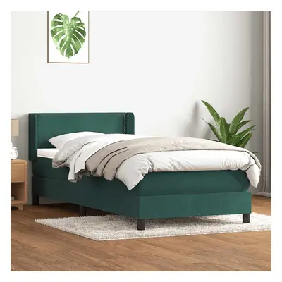 vidaXL Box spring postel s matrací tmavě zelená 90x220 cm samet