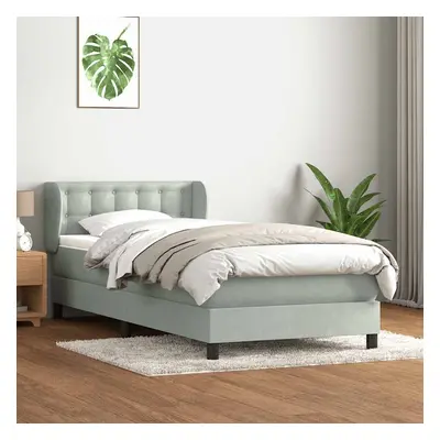 vidaXL Box spring postel s matrací světle šedá 100x220 cm samet