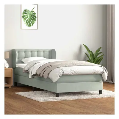 vidaXL Box spring postel s matrací světle šedá 80x220 cm samet