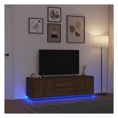 vidaXL TV skříňka s LED osvětlením Dub hnědý 160,5x41x50 cm