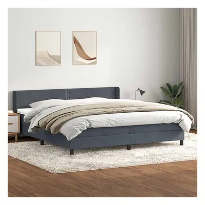 vidaXL Box spring postel s matrací tmavě šedá 180x210 cm samet