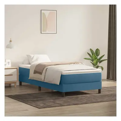 vidaXL Box spring postel s matrací tmavě modrá 100x210 cm samet