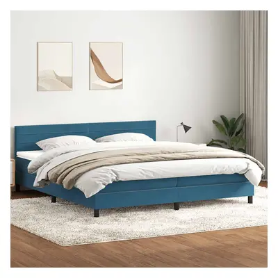 vidaXL Box spring postel s matrací tmavě modrá 180x220 cm samet