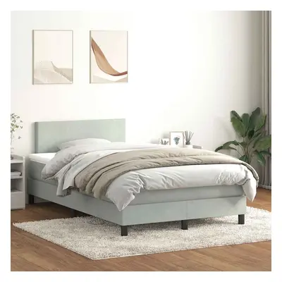 vidaXL Box spring postel s matrací světle šedá 120x210 cm samet