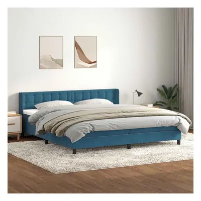 vidaXL Box spring postel s matrací tmavě modrá 180x210 cm samet