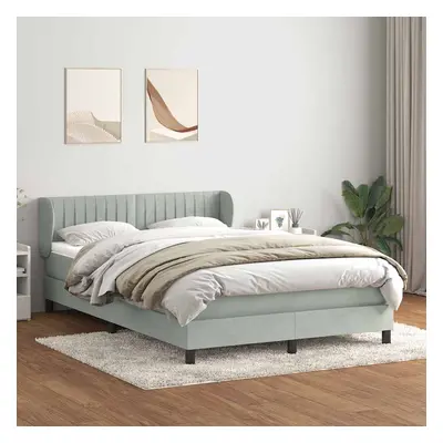 vidaXL Box spring postel s matrací světle šedá 140x210 cm samet