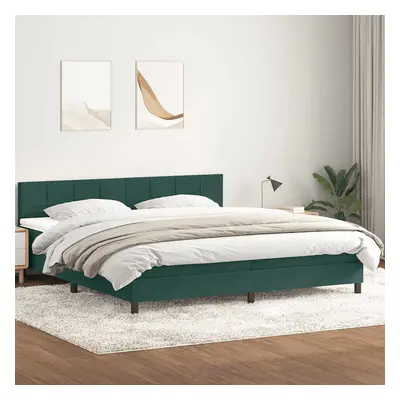 vidaXL Box spring postel s matrací tmavě zelená 180x220 cm samet