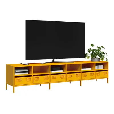 vidaXL TV skříňka žlutá 202 x 39 x 43,5 cm ocel válcovaná za studena