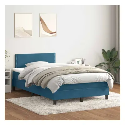 vidaXL Box spring postel s matrací tmavě modrá 120x210 cm samet