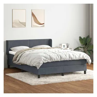 vidaXL Box spring postel s matrací tmavě šedá 140x210 cm samet