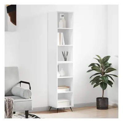 vidaXL Skříň highboard bílá s vysokým leskem 34,5x32,5x180 cm kompozit