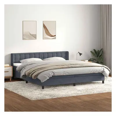 vidaXL Box spring postel s matrací tmavě šedá 180x220 cm samet