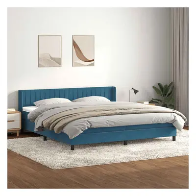 vidaXL Box spring postel s matrací tmavě modrá 180x220 cm samet