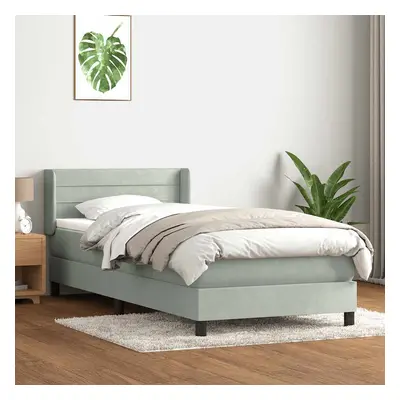 vidaXL Box spring postel s matrací světle šedá 90x210 cm samet