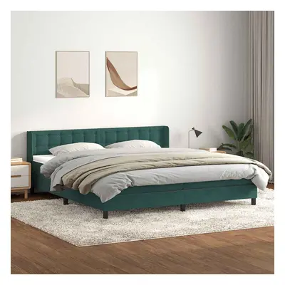 vidaXL Box spring postel s matrací tmavě zelená 180x220 cm samet