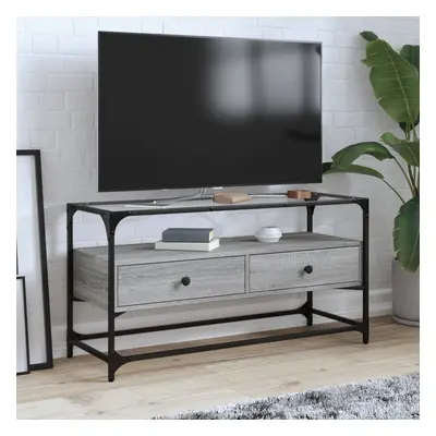 vidaXL TV skříňka se skleněnou deskou šedá sonoma 98x35x51 cm kompozit