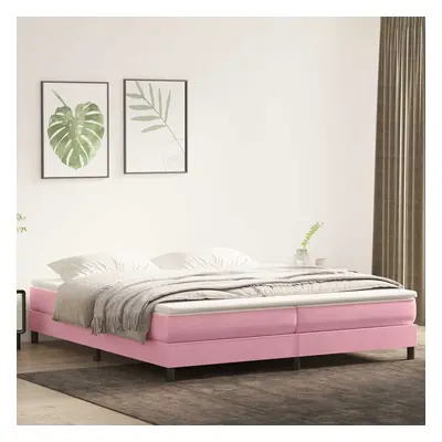 vidaXL Box spring postel s matrací černá 180x220 cm Růžový